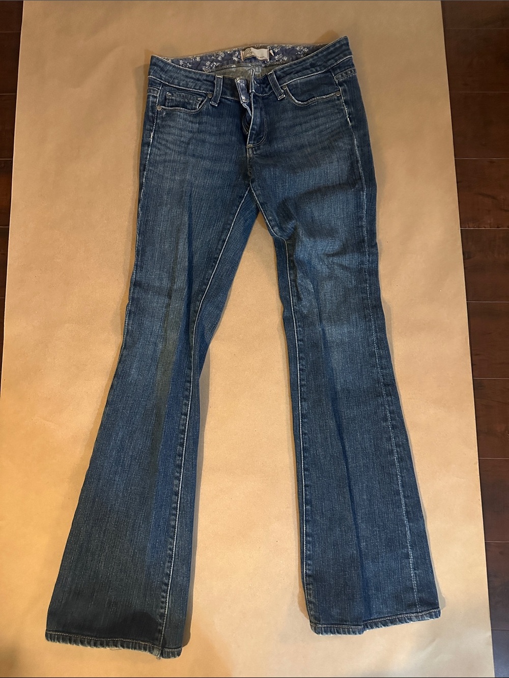 PAIGE Indigo Flare Jeans with Subtle Fading